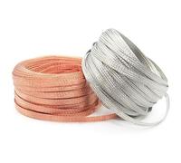 OPQWAPECE Guaina intrecciata in rame stagnato placcato da 5 m | Guaina espandibile da 4-28 mm for schermatura di cavi di segnale audio(Tinned Copper,Width 6mm)