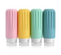 Opret Contenitori da Viaggio DistacEcho, 4 Flaconi 100ml, Kit Liquidi per Viaggio con Bottiglie BPA-Free per Shampoo, Liquidi, Lozione e More