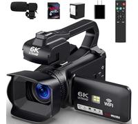 OPRKQEE Videocamera 6K 64MP IR Visione Notturna Vlogging Camera per YouTube Zoom Digitale 18X 4.0 Pollici Touch Screen Video Camera con WiFi, Microfono, Telecomando, Scheda SD 64GB, Stabilizzatore