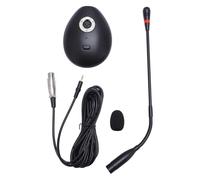 OPSDKVKS Microfono a condensatore con collo d'oca, microfono da tavolo cardioide con collo d'oca regolabile e uscita XLR per lezioni, riunioni e conferenze; include parabrezza e supporto.