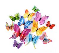 OPSEAM, Farfalle decorative da parete 24/48 pezzi, farfalle 3D adesive per decorazioni per feste con magneti (colorati, 48)