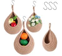 Opslagruimte Cestini per frutta sospesi a parete, confezione da 3 in cotone Biancheria, per frutta, verdure, patate, cipolle, cestini per montaggio a parete a goccia