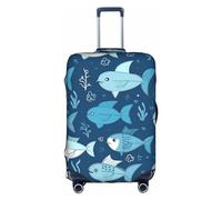 OPSREY American Football stampato Travel Bagagli Maniche Spandex Lavabile Bagagli Maniche per 18-32 pollici Bagagli, Carino Pesce Blu, Small