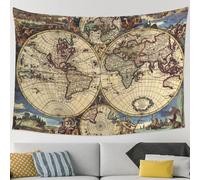 OPSREY Arazzo con mappa antica del mondo, da appendere alla parete, decorazione da parete, 229 x 152 cm
