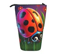 OPSREY Astuccio telescopico per matite con stampa di coccinelle colorate, portapenne e cosmetici, con cerniera, per uomini e donne, Nero , Taglia unica