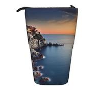 OPSREY Astuccio telescopico per matite e matite, con stampa italiana al tramonto, portapenne con cerniera, per uomo e donna, Nero , Taglia unica