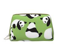 OPSREY Beauty case in pelle stampata con giraffa e girasole borsa cosmetica portatile da viaggio borsa da toilette borsa da toilette, Panda sfondo verde., Taglia unica
