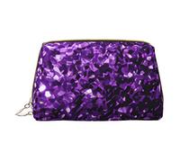 OPSREY Borsa cosmetica da viaggio portatile in pelle stampata con cane francese, Bellissimo glitter viola, Taglia unica