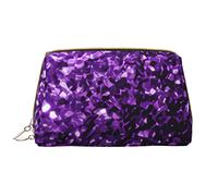 OPSREY Borsa cosmetica da viaggio portatile in pelle stampata con cane francese, Bellissimo glitter viola, Taglia unica
