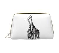 OPSREY Borsa cosmetica da viaggio portatile in pelle stampata con farfalla arancione, Giraffa africana, Taglia unica