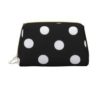 OPSREY Borsa cosmetica da viaggio portatile in pelle stampata in pelle bovina, Black & White Big Dot, Taglia unica