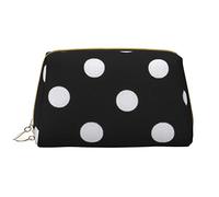 OPSREY Borsa cosmetica da viaggio portatile in pelle stampata in pelle bovina, Black & White Big Dot, Taglia unica