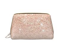 OPSREY Borsa cosmetica da viaggio portatile in pelle stampata verde da calcio borsa da toilette borsa da toilette, Finto glitter oro rosa., Taglia unica