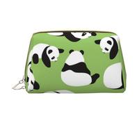 OPSREY Borsa cosmetica da viaggio portatile in pelle stampata verde da calcio borsa da toilette borsa da toilette, Panda sfondo verde., Taglia unica