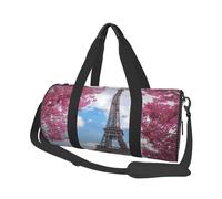 OPSREY Borsa da viaggio rotonda con stampa a farfalla arancione grande capacità borsa da viaggio sportiva, Stile vintage Torre Eiffel Parigi, Taglia unica