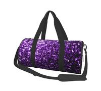 OPSREY Borsa da viaggio rotonda con stampa cane francese di grande capacità, borsa da viaggio sportiva, Bellissimo glitter viola, Taglia unica