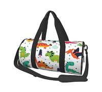 OPSREY Borsa da viaggio rotonda con stampa cane francese di grande capacità, borsa da viaggio sportiva, Dinosauri colorati., Taglia unica