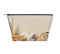 OPSREY Borsa per il trucco con stampa di conchiglie marine sulla sabbia borsa cosmetica borsa portatile impermeabile con cerniera borsa da viaggio per donne, nera, taglia unica, Nero , Taglia unica