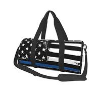 OPSREY Borsone da viaggio rotondo con stampa di fiori bianchi e neri di grande capacità, borsa da viaggio sportiva, Bandiera Usa Blu Linea Sottile, Taglia unica