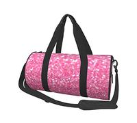 OPSREY Borsone da viaggio rotondo con stampa di fiori bianchi e neri di grande capacità, borsa da viaggio sportiva, Glitter rosa scintillante., Taglia unica