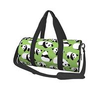 OPSREY Borsone da viaggio rotondo con stampa verde di grande capacità, borsa da viaggio sportiva, Panda sfondo verde., Taglia unica