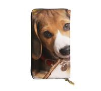 OPSREY Carino Wild Cartoon Giraffe Stampato Lungo Pochette Portafoglio Portatile Zip Portafoglio In Vera Pelle, Grazioso Beagle, Taglia unica