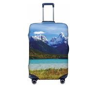 OPSREY Copertura elastica lavabile per valigie con stampa di montagne e fiumi, per 53-81 cm, Nero , S