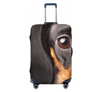 OPSREY Copertura elastica per valigia, copertura per valigia, personalizzata su entrambi i lati, con sfondo nero, stampa di cani, protezione per bagagli per 45-81 cm, Nero , L