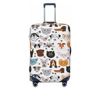 OPSREY Copertura elastica per valigia, copertura per valigia, personalizzata su entrambi i lati, con stampa di matti di cane e gatto, protezione per bagagli per 45-81 cm, Nero , M