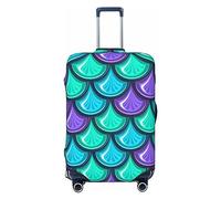 OPSREY Copertura elastica per valigia, personalizzabile, double-face, colorata, con stampa di squame di sirena, protezione per bagagli da 45,7 a 81,7 cm, Nero , XL