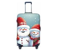 OPSREY Copertura elastica per valigia, personalizzabile, double-face, con stampa di Babbo Natale e pupazzo di neve, per 45-81 cm, Nero , S