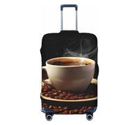 OPSREY Copertura elastica per valigia, personalizzabile, double-face, marrone, con stampa di una tazza di caffè, per 45-81 cm, Nero , S