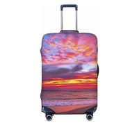 OPSREY Copertura elastica per valigie, copertura per valigia, personalizzata su entrambi i lati, con nuvole e tramonto stampata, per 45-81 cm, Nero , XL