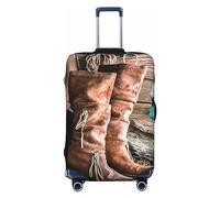 OPSREY Copertura elastica per valigie, copertura per valigia, personalizzata su entrambi i lati, con stampa di stivali da cowgirl, cappello in fattoria, protezione per bagagli per 45-81 cm, Nero , L