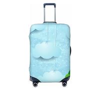 OPSREY Copertura elastica per valigie, personalizzabile, double-face, stampa di nuvole con cartoni animati, protezione per bagagli da 45,7 a 81,7 cm, Nero , L