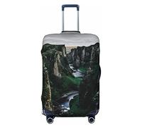 OPSREY Copertura elastica per valigie, personalizzata su entrambi i lati, stampa canyon, scogliera, muschio, protezione per bagagli per 45-81 cm, Nero , L