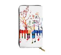 OPSREY Creativa cultura africana stampata in pelle lunga pochette portafoglio portatile zip portafoglio borsa in vera pelle, Nota di musica della tastiera del pianoforte colorata, Taglia unica