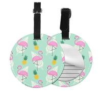 OPSREY Etichetta per bagagli stampata ananas fenicottero rosa Unisex Identificatore bagagli con copertura per la privacy per bagagli borsa da viaggio