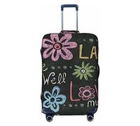 OPSREY Live Love - Copertura per valigia, con stampa lavagna, elastica, lavabile, per valigie da 53-81 cm, Nero , M