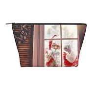 OPSREY Merry Christmas Print Makeup Bag Cosmetic Bag Portatile Impermeabile Zipper Borsa da toilette per le donne Viaggio, Nero, Taglia unica, Nero , Taglia unica