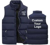 OPSREY Piumino Invernale Da Uomo con Logo Personalizzato - Gilet Caldo con Cerniera Personalizzato per Sport Casual - Giacca Personalizzata Senza Maniche con Colletto Rialzato Navy Blue,XL
