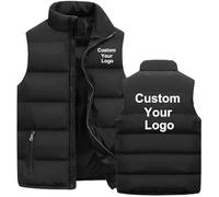 OPSREY Piumino Invernale Da Uomo con Logo Personalizzato - Gilet Caldo con Cerniera Personalizzato per Sport Casual - Giacca Personalizzata Senza Maniche con Colletto Rialzato Black,XXL