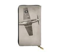OPSREY Pochette lunga in pelle stampata con pinguini giovani con neve, portafoglio portatile con cerniera, Aereo aereo della seconda guerra mondiale, Taglia unica