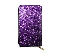 OPSREY Portafoglio lungo in vera pelle con stampa cane francese portamonete pochette portafoglio zip porta carte di credito, Bellissimo glitter viola, Taglia unica