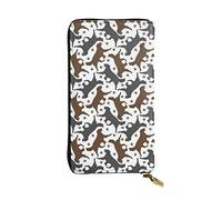 OPSREY Portafoglio lungo in vera pelle con stampa di margherite primaverili, portamonete, pochette con cerniera, Trotting Flat Coated Retrievers Paw, Taglia unica