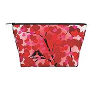OPSREY Red Love Heart Tree Print Makeup Bag Trousse Cosmetici Portatile Impermeabile Cerniera Borsa da Viaggio per le Donne Nero, Taglia Unica, Nero , Taglia unica