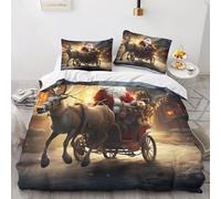 OPSREY Santa Claus Duvet Cover Aiuto Per Il Sonno Set Copripiumino Soft Microfiber Bedding Set Traspirante Christmas Biancheria Da Letto Colorato Set Di Biancheria Da Letto King（220x240cm）