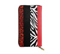 OPSREY Scarpe e Trucco Stampato Pelle Lunga Clutch Portafoglio Portatile Zip Portafoglio Borsa In Vera Pelle, Leopardo rosso e zebrato animale, Taglia unica