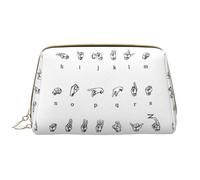 OPSREY Smile Pink Pig Custodia per cosmetici in pelle stampata portatile da viaggio borsa cosmetica borsa da toilette borsa da toilette borsa da viaggio, Lingua dei segni alfabeto, Taglia unica