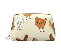 OPSREY Smile Pink Pig Custodia per cosmetici in pelle stampata portatile da viaggio borsa cosmetica borsa da toilette borsa da toilette borsa da viaggio, Una fuga di polli, Taglia unica